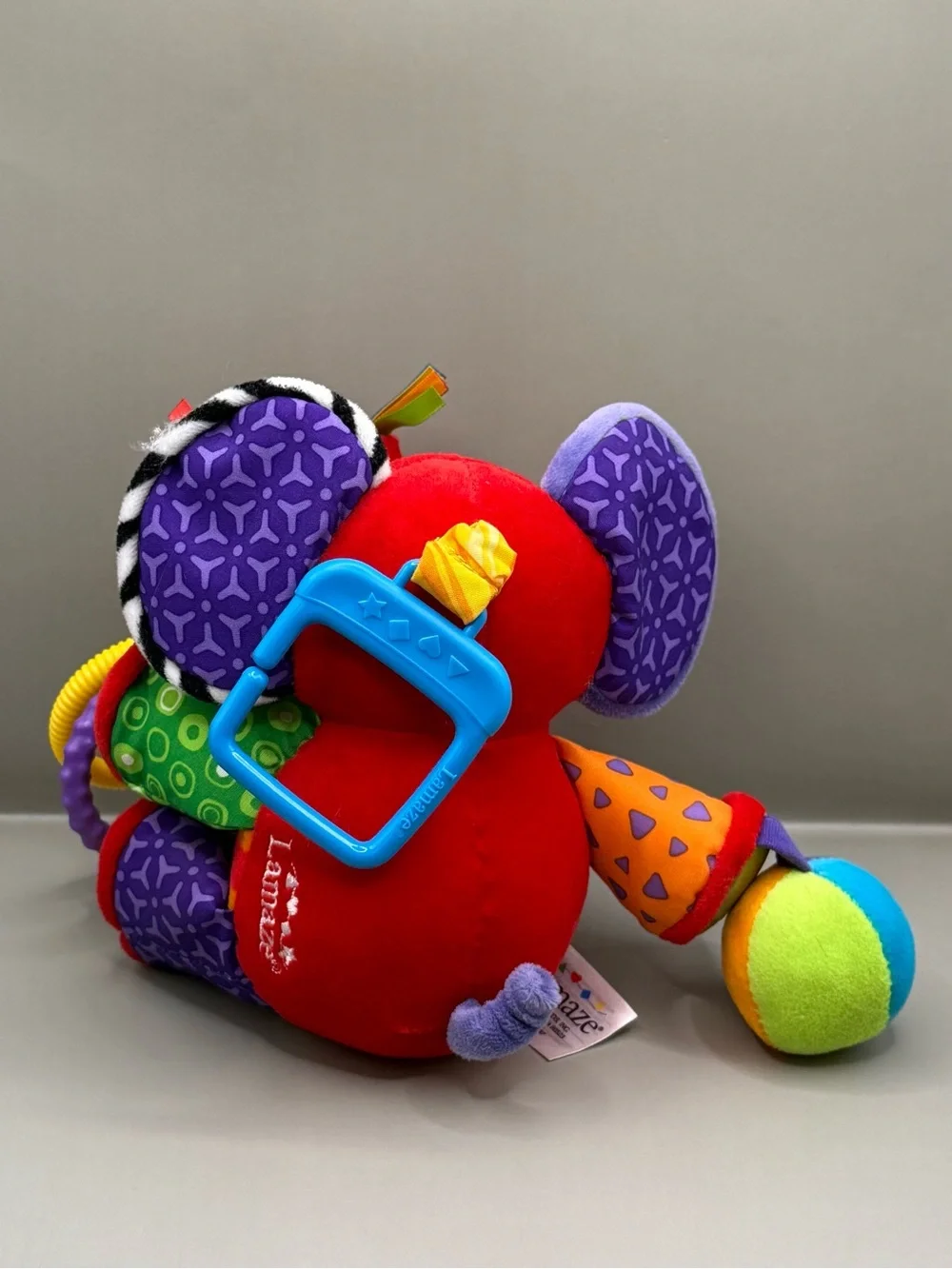 Vintage Lamaze Red Elephant Plush Stuffed Animal Baby Sensory Learning Toy
